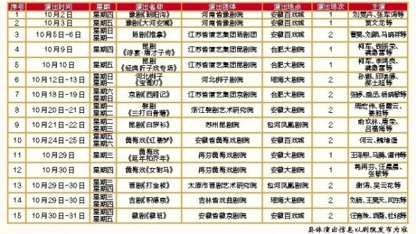 佳禾资本 10月演出排期出炉